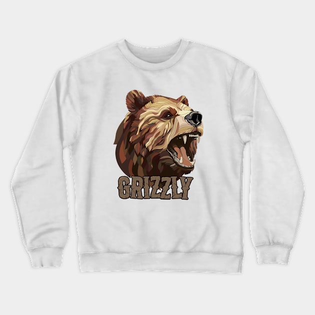 Dangerous grizzly bear. Crewneck Sweatshirt by art object